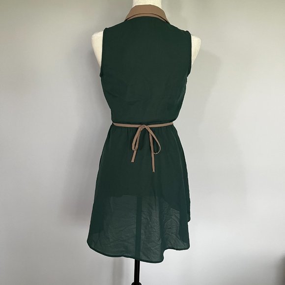Blu Pepper Forest Green High Low Fit and Flare Dress - Picture 5 of 8